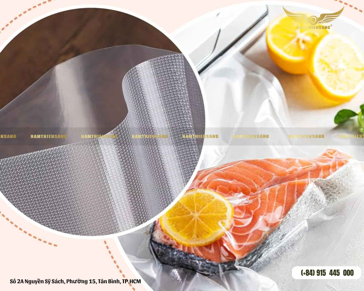 Túi hút chân không thủy sản 1&nbsp;mặt nhám